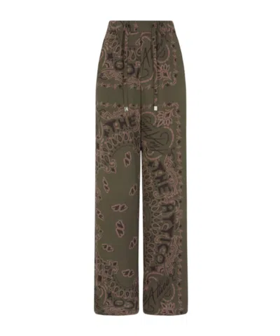 Attico The  Paisley Printed Drawstring Pants In Brown