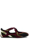 Attico 'nomad' Bordeaux Ballet Shoes With Criss-crossed Straps And Mesh Panels In Black