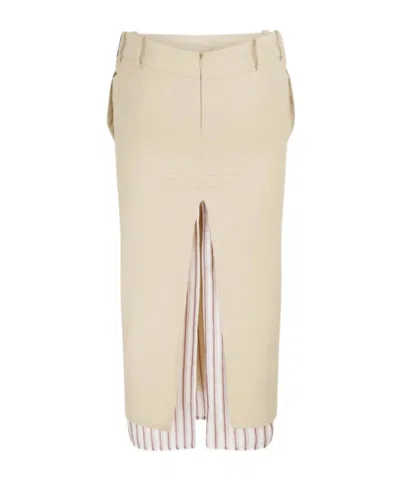 Attico The  Panelled Midi Skirt In Neutral