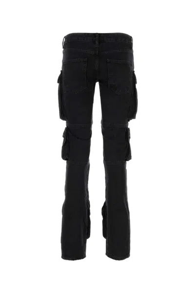 Attico Cotton Low-rise Skinny Cargo Jeans In Black