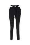 Attico Waist-strap Wool Trousers In Black