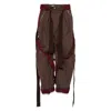 Attico Brown Pants With Side Zip Pockets And All-over Applied Bands In Cotton Blend Woman In Brown