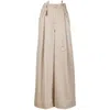 Attico Logo-ring Virgin-wool Palazzo Pants In Brown