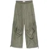 Attico Women's Wide Leg High-waisted Pants With Adjustable Elastic In Military In Green