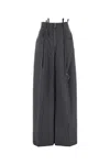 Attico Dark Grey Wool Blend Palazzo Pant In Grey