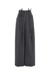Attico Dark Grey Wool Blend Palazzo Pant In Grey