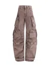 Attico High-waisted Wide-leg Cargo Pants Washed Mauve In Purple
