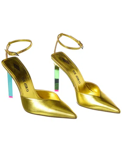 Pre-owned Attico The  Perine Leather Pump (authentic Pre-loved) In Gold
