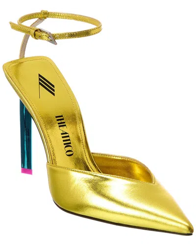 Attico Perine Leather Pump In Gold