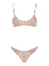 Attico Pink Bikini With Spaghetti Straps And All-over Print In Tech Fabric Stretch Woman