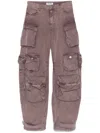 Attico High-waisted Wide-leg Cargo Pants Washed Mauve