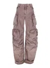 Attico Pink Jeans With Logo Patch On The Rear And Turn-up Cuffs In Pink