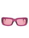 Attico Dark Pink Logo Rectangular Sunglasses In Pink