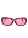 Attico Dark Pink Logo Rectangular Sunglasses