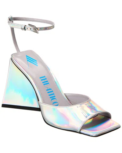 Attico Piper Iridescent Faux Leather Sandals In Silver