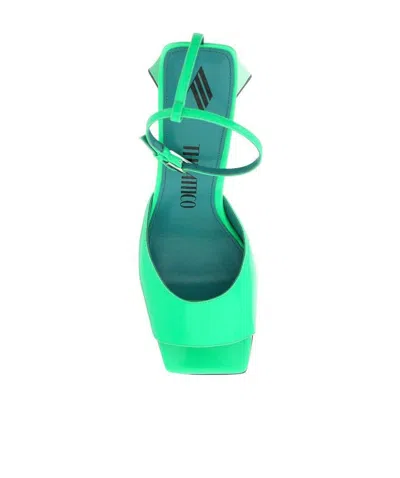 Attico The  Piper Square Toe Sandals In Green
