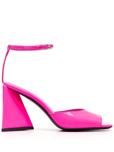 Attico The  Piper Synthetic Patent Heel Sandals In Purple