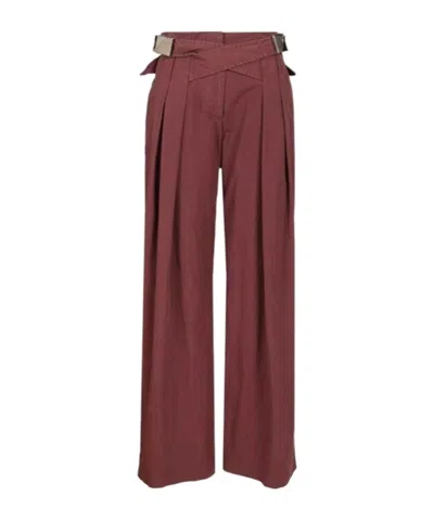 Attico The  Pleated Trousers In Burgundy