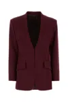 Attico Padded-shoulder Gabardine Blazer In Brown