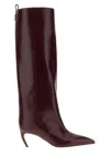 Attico The  Plum Leather Lea Boots In Purple