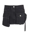 Attico 'fay' Black Mini-skirt With Oversized Cargo Pockets In Black