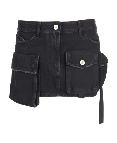 ATTICO THE ATTICO POCKET-DETAILED MINI DENIM SKIRT