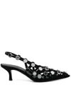 Attico The  Black Open Lattice Design Low-heeled Shoes In Black