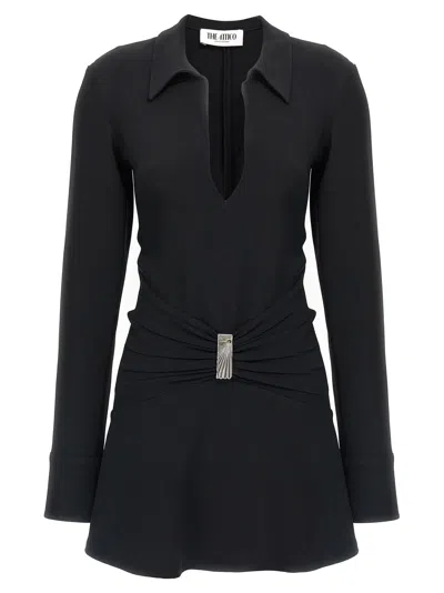 Attico The  Polo Collar Mini Dress In Black