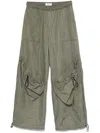 Attico Women's Wide Leg High-waisted Pants With Adjustable Elastic In Military