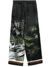 Attico Drawstring Waistband Printed Trousers Wide Leg In Smoke
