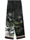 Attico Drawstring Waistband Printed Trousers Wide Leg In Smoke
