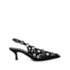 Attico The  Black Open Lattice Design Low-heeled Shoes In Multicolor