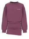 Attico Burgundy Draped Mini Dress With Long Sleeves In Purple