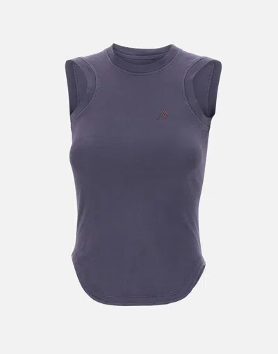Attico The  Purple Cotton Tank Top With Logo