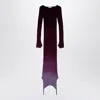 Attico Elegant Ribbed Crew Neck Dress In Purple And Burgundy In Purple