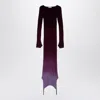 Attico Elegant Ribbed Crew Neck Dress In Purple And Burgundy
