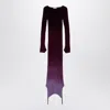 Attico Elegant Ribbed Crew Neck Dress In Purple And Burgundy