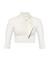 Attico The  Pussybow Ribbed Cropped Top In White