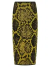Attico Knee-length Bodycon Python Print Skirt In Black