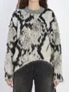 Attico Cropped Python Print Sweater In Animal Print