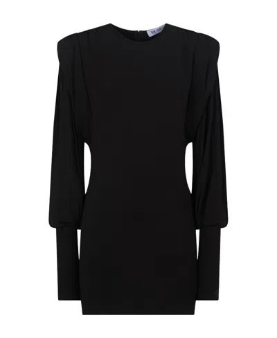 Attico The  Quinn Fitted Crewneck Mini Dress In Black