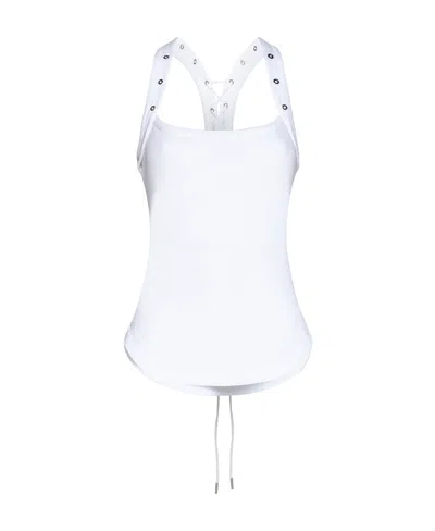Attico Cotton Studded-strap Tank Top In White