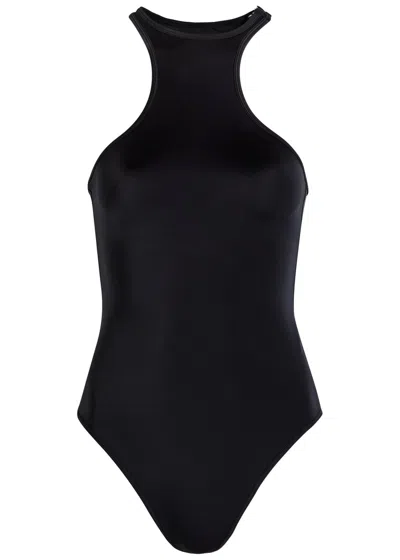 Attico The  Racer-neck Swimsuit In Black