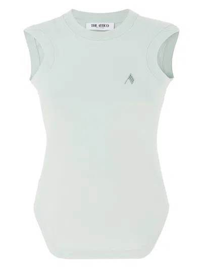 Attico Reese Mint-colored Cotton Jersey Tank Top In Green