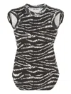 Attico Zebra Print Form-fitting Sleeveless Tank Top In Black