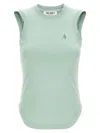 Attico Crew Neck Sleeveless Top With Curved Hem