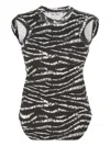 Attico Zebra Print Form-fitting Sleeveless Tank Top In Black