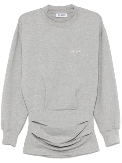 Attico The  Relaxed Fit Grey Midi Dress In White