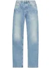Attico Long Straight Leg Jeans With Contrast Stitching In Blue