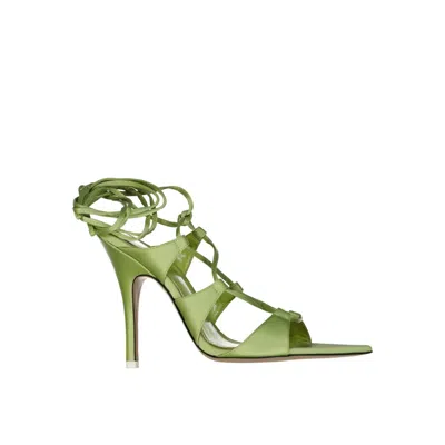 Attico The  Reneè Satin Sandals In Neutral